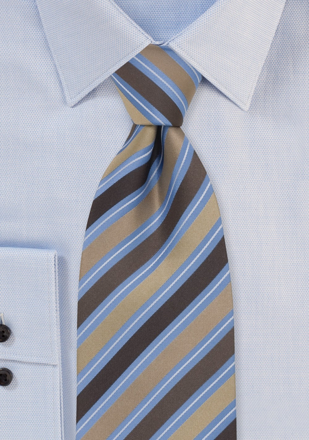 Brown & Blue Striped Silk Tie