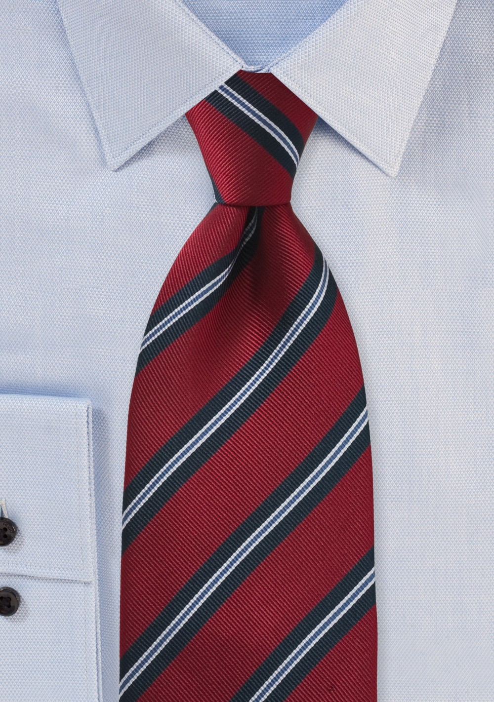 XL Length Regimental Tie in Red and Navy Blue
