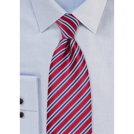 Striped Navy and Red Tie