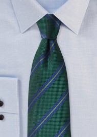 Striped Tie in Hunter Green and Navy