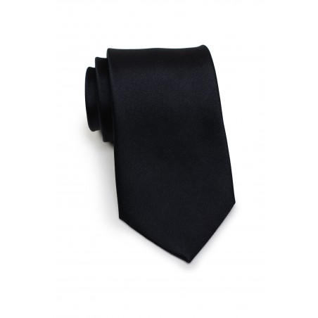 Solid Black Silk Necktie