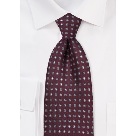 Maroon and Gray Dotted Tie