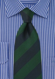 Extra Long Regimental Tie in Green and Navy