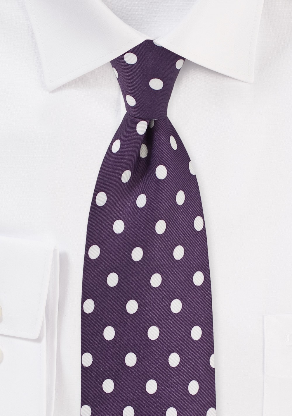Plum Purple Tie with White Polka Dots