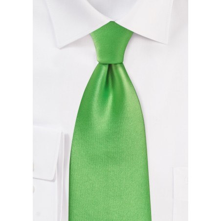 Bright Kelly Green Tie in Long Length