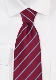 Cherry Red and Light Blue Striped Tie