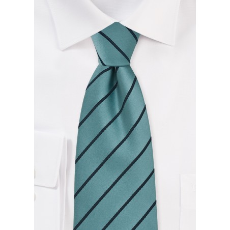 Striped Tie in Teal and Navy