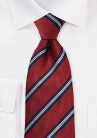 Regimental Striped Tie in Crimson
