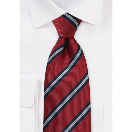 Regimental Striped Tie in Crimson