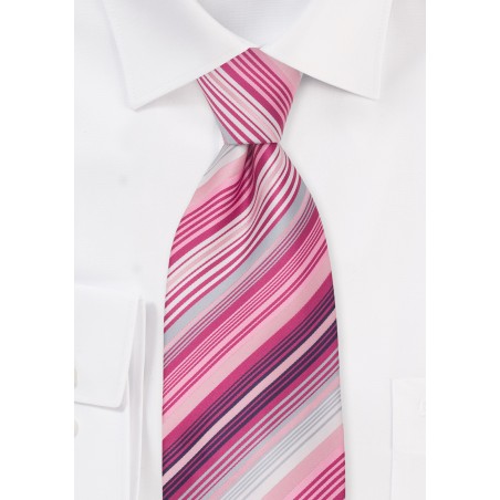 Pink, white and magenta kids necktie