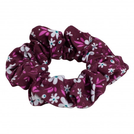 floral scrunchie in burgundy