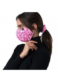 flower scrunchie and face mask in pink