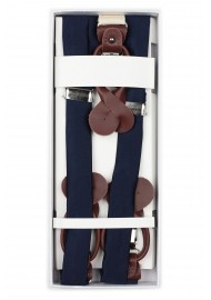 Dark Navy Fabric Suspenders in Box