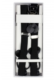 Elegant Satin Black Suspenders in Box