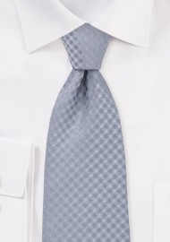 Extra Long Gingham Check Tie in Silver