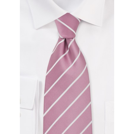 Pink Striped Tie in Pink and White
