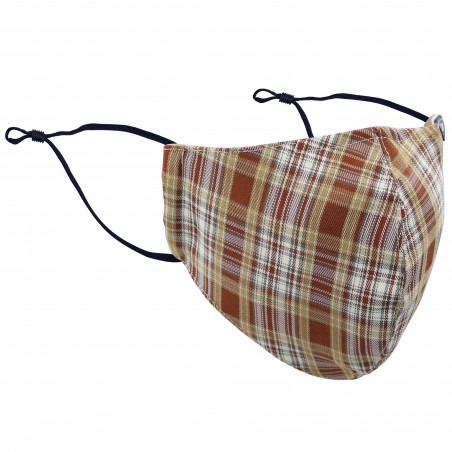 Autumn Check Mask in Navy, Beige, and Brown