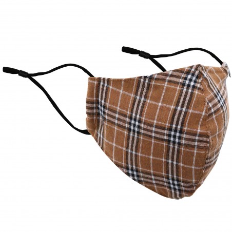 Autumn Check Mask in Brown and Burnt Orange