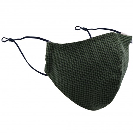 Hunter Green and Black Houndstooth Check Mask