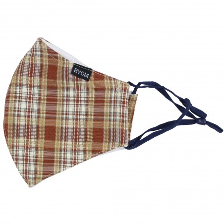 Autumn Check Mask in Navy, Beige, and Brown Flat
