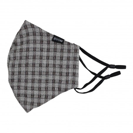 Beige, Gray, and Brown Checkered Filter Mask Flat