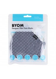 Textured Gingham Check Adjustable Face Mask in Navy and White in Bag