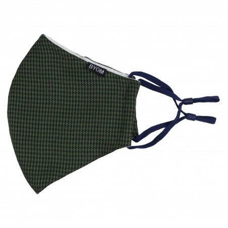 Hunter Green and Black Houndstooth Check Mask Flat
