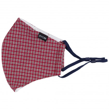 Duke Plaid Mask in Reds and Grays Flat