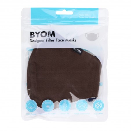solid brown filter face mask in cotton