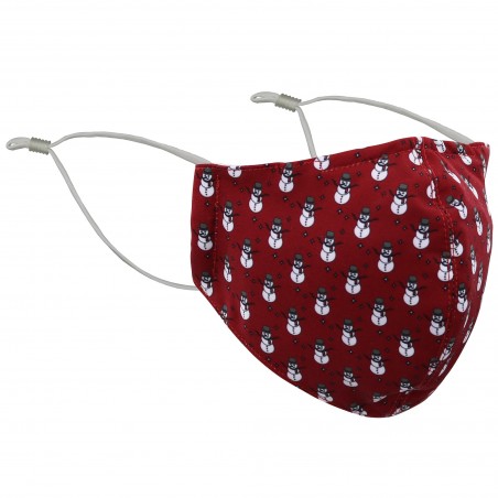 Snowman Print Face Mask in Cherry Red