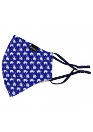 Holiday Face Mask with Polar Bears in Santa Hats in Royal Blue Flat