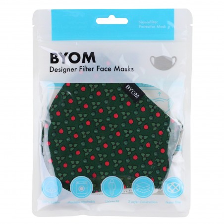 Green Holly Plant Christmas Mask in Bag