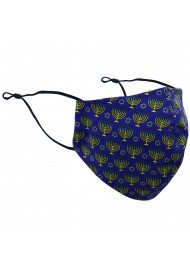 Hanukkah Print Face Mask in Blue and Gold