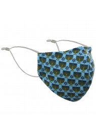 Menorah Print Mask in Turquoise and Gold