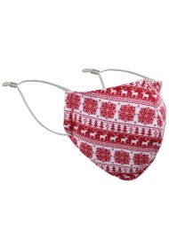 Nordic Holiday Print Mask in Red and White