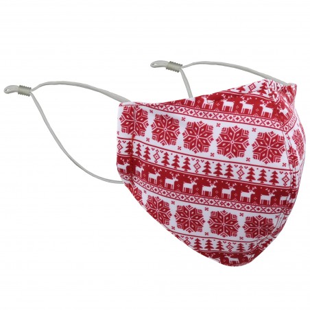 Nordic Holiday Print Mask in Red and White