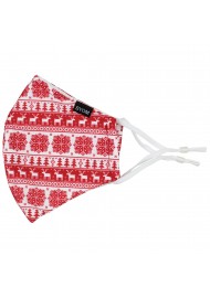 Nordic Holiday Print Mask in Red and White Flat
