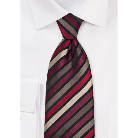 Brown and Burgundy Striped Tie