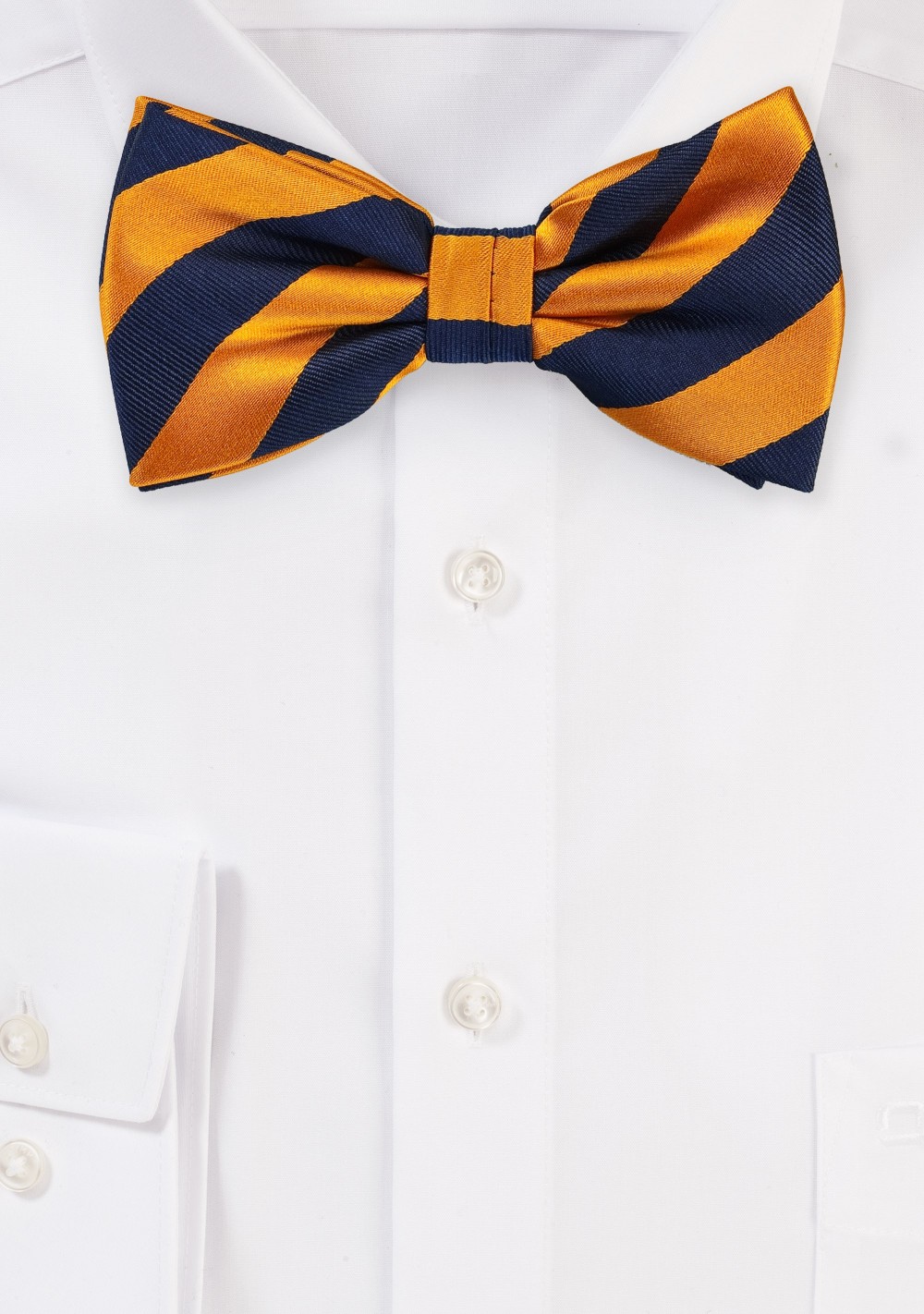 Orange and Navy Striped Bow Tie