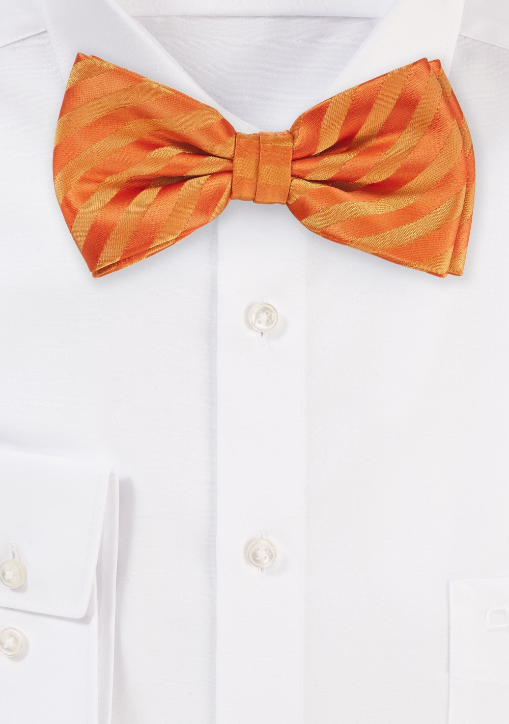 Bright Orange Striped Pattern Bow Tie