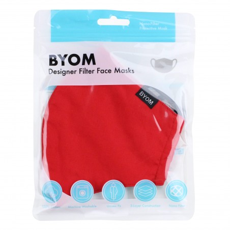 Solid Red Cotton Filter Mask in Bag