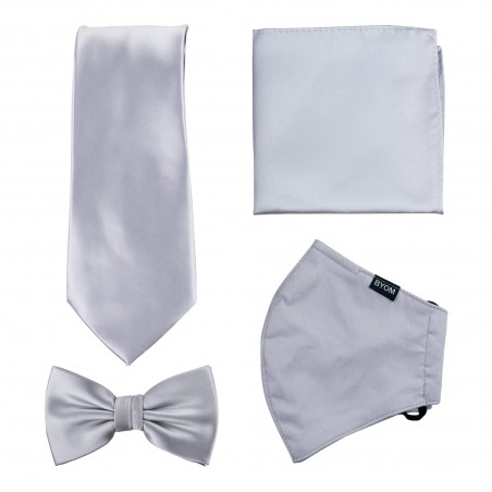 Silver Gray Mask and Tie Set