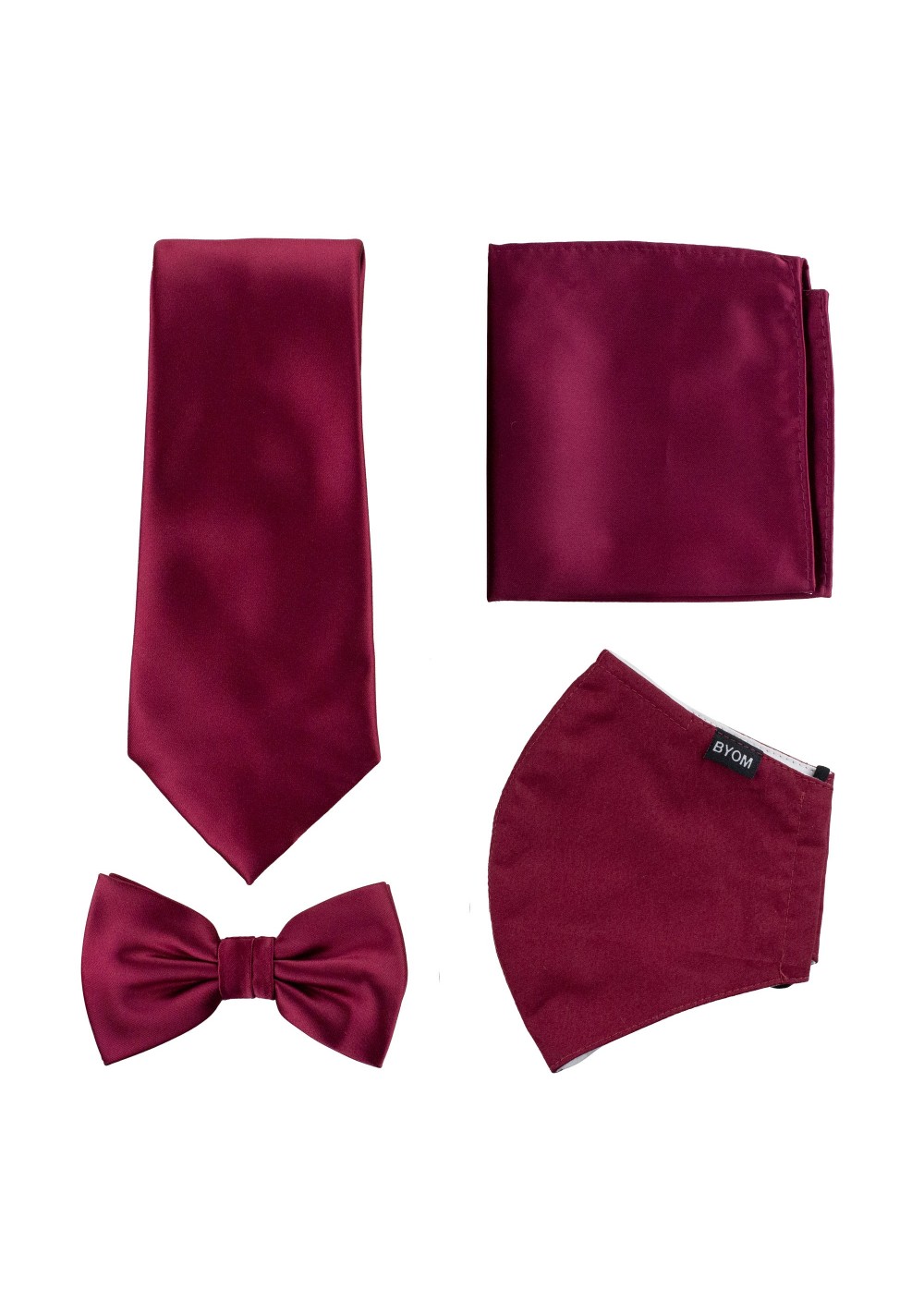 Burgundy Red Mask and Tie Set