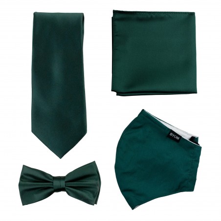 Dark Green Mask and Tie Set