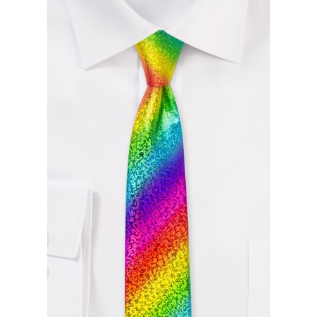 Glitter Rainbow Tie in Skinny Width