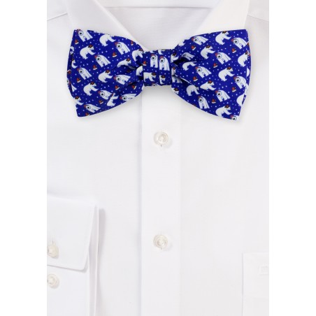 Navy Blue Bow Tie with Polar Bears
