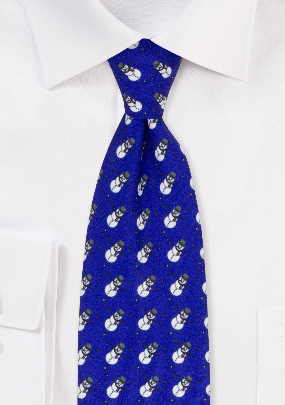 Snowman Print Holiday Tie in Navy Blue