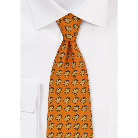 Orange Tie with Gingerbread Men