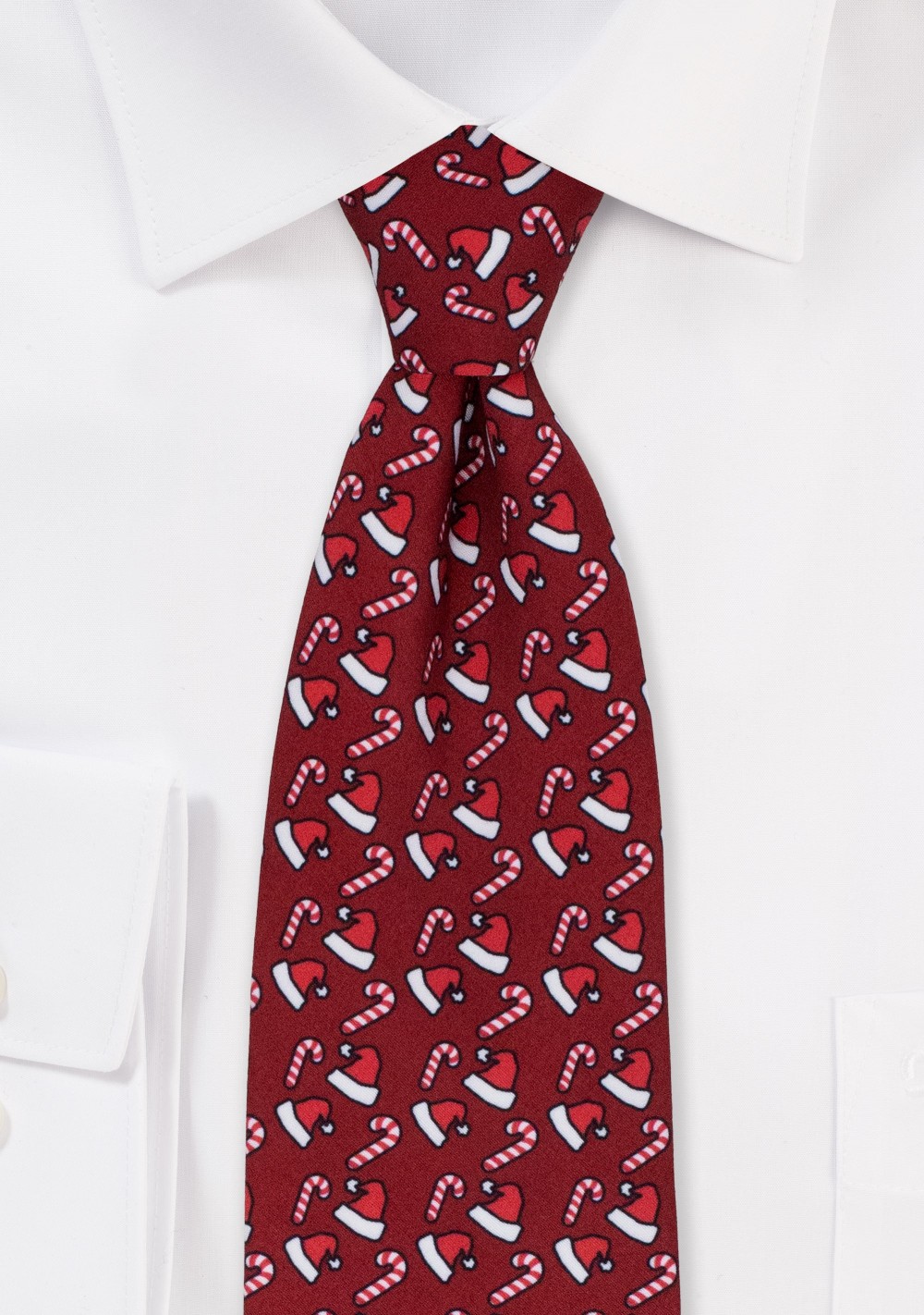 Christmas Print Tie in Cherry Red