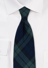 Christmas Plaid Necktie in Hunter Green and Navy